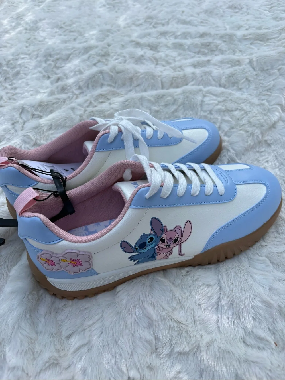 Disney White, Light Blue & Pink Stitch & Angel Kids Sneakers